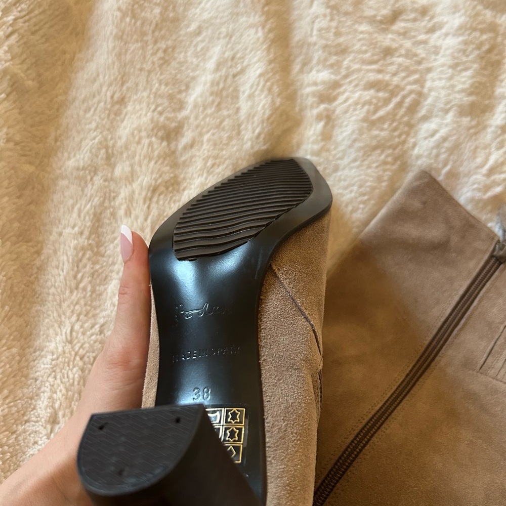 Boden Taupe Suede Heeled Boots - Picture 2 of 3